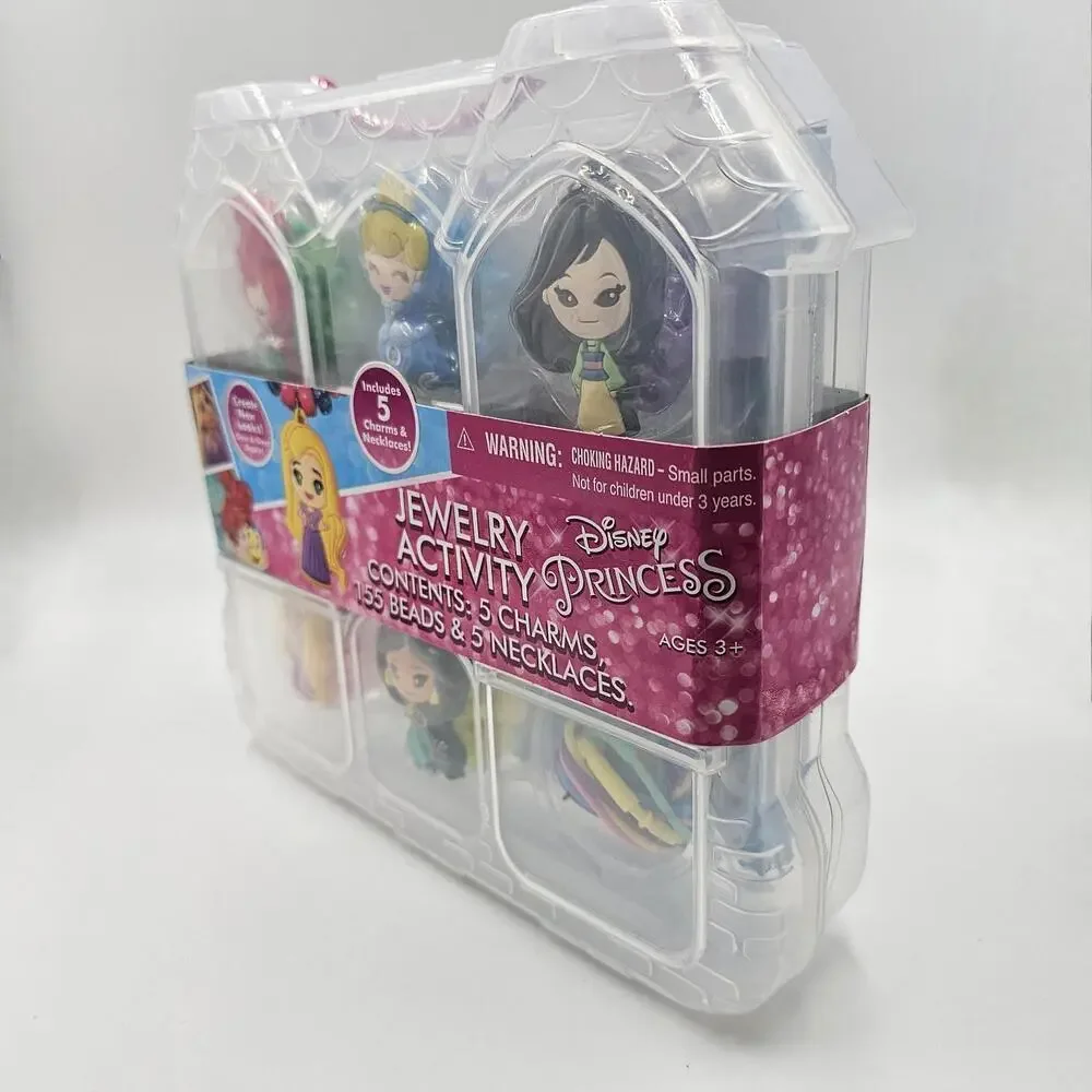 Disney Princess Jewelry Making Activity Kit - 5 Charms 155 Beads And 5 Necklaces